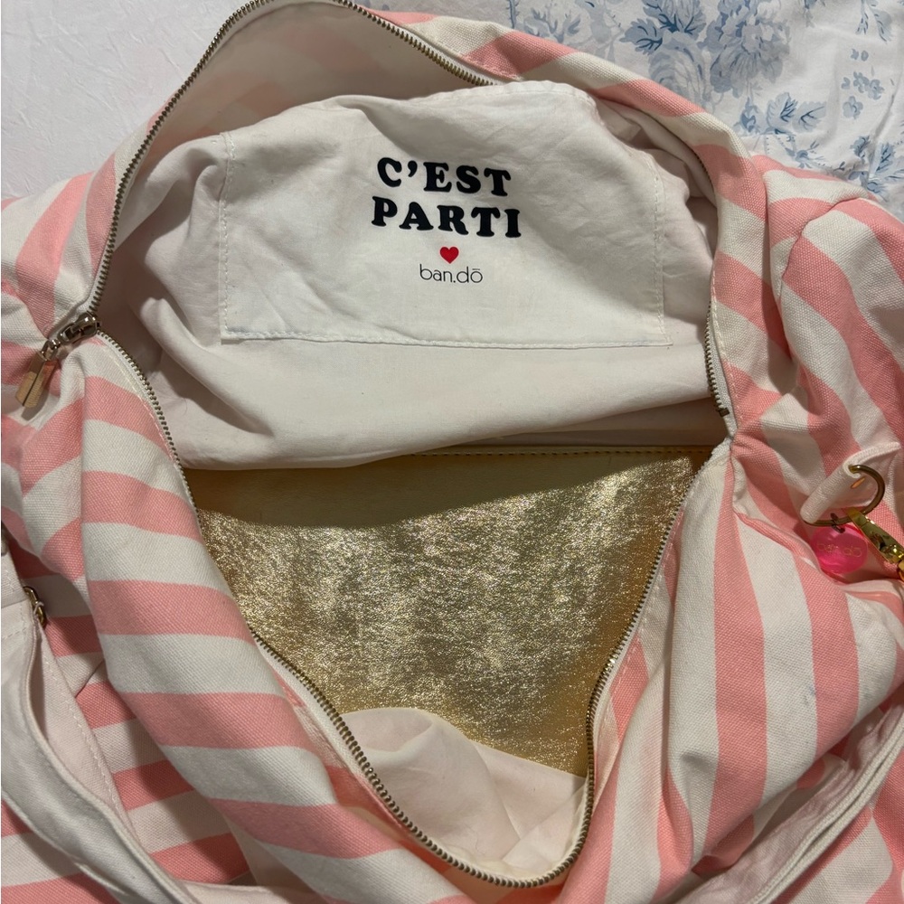 Ban.do Pink Striped Duffel Bag